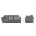 Sofa Ceni Volcanic Grey Fabric z drewnianymi stopami